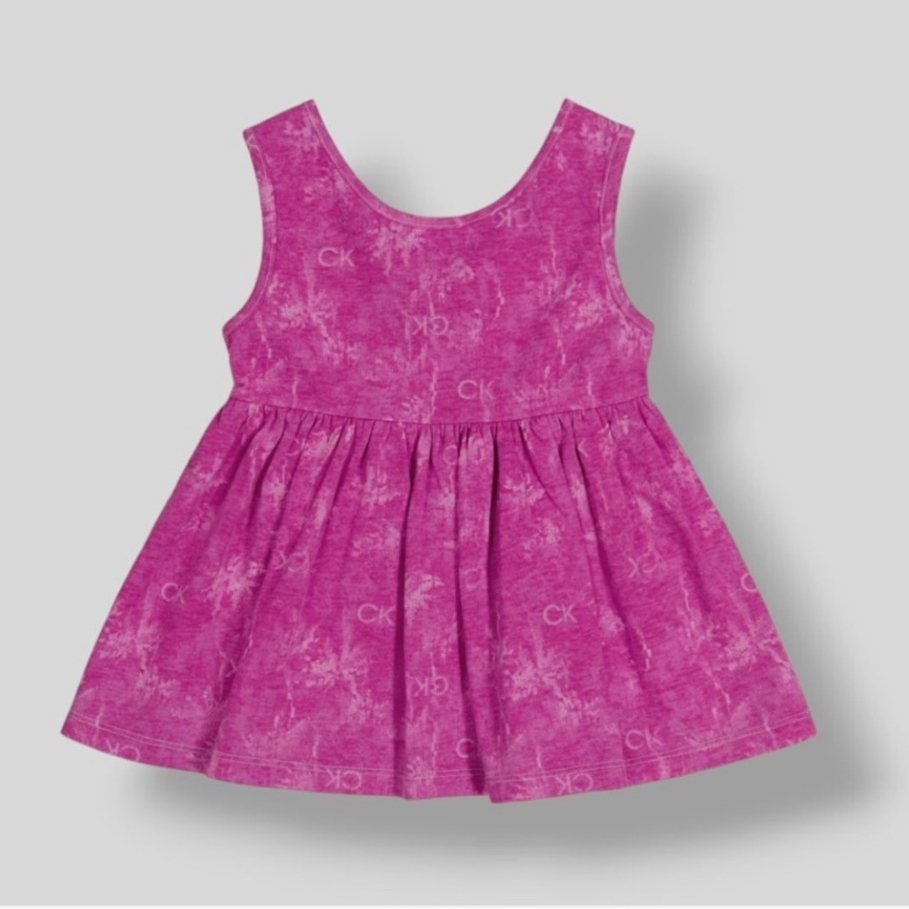 Calvin Klein pink sleeveless peplum top w/ CK white logo print for girls /Size 4